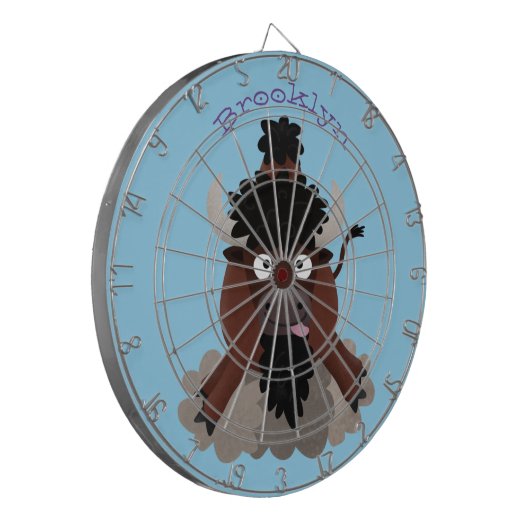 Funny buffalo bison cartoon illustratie dartbord (Voorkant Links)