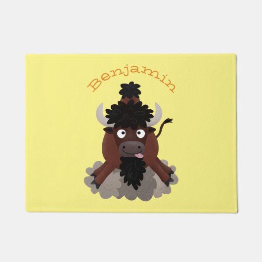 Funny buffalo bison cartoon illustratie deurmat (Voorkant)