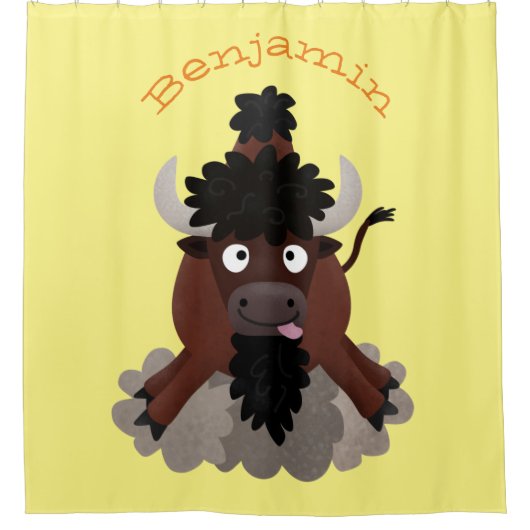 Funny buffalo bison cartoon illustratie douchegordijn (Voorkant)