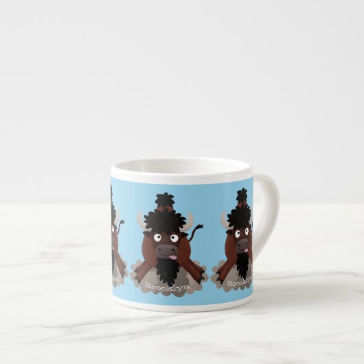 Funny buffalo bison cartoon illustratie espresso kop (Voorkant rechts)