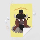Funny buffalo bison cartoon illustratie golfhanddoek (Insitu)
