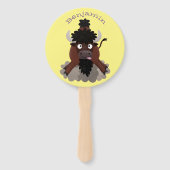 Funny buffalo bison cartoon illustratie handwaaier (Achterkant)