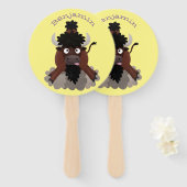 Funny buffalo bison cartoon illustratie handwaaier (Voorkant en achterkant)