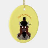 Funny buffalo bison cartoon illustratie keramisch ornament (Rechts)