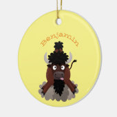 Funny buffalo bison cartoon illustratie keramisch ornament (Links)
