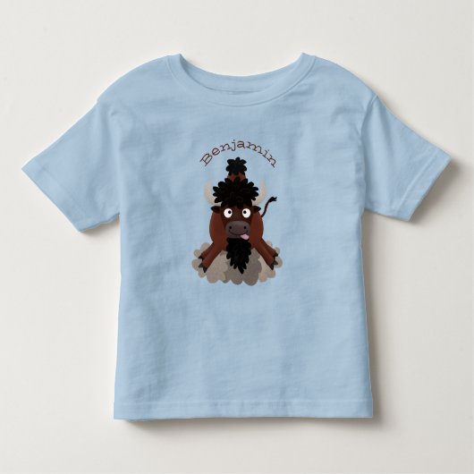 Funny buffalo bison cartoon illustratie kinder shirts (Voorkant)