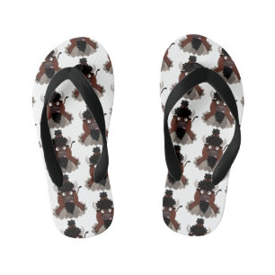 Funny buffalo bison cartoon illustratie kinder teenslippers