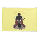 Funny buffalo bison cartoon illustratie kussensloop (Achterkant)