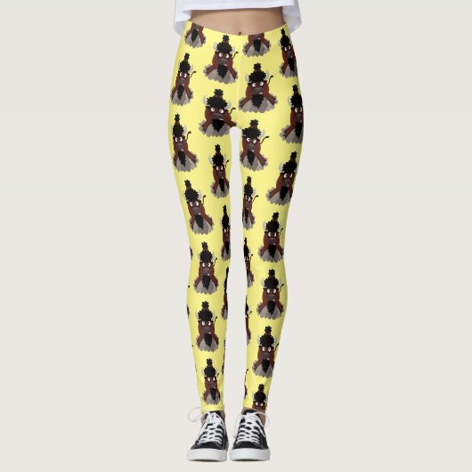 Funny buffalo bison cartoon illustratie leggings (Voorkant)