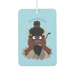 Funny buffalo bison cartoon illustratie luchtverfrisser