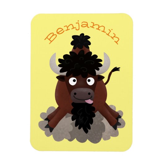 Funny buffalo bison cartoon illustratie magneet (Verticaal)