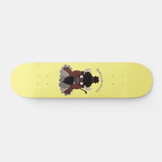 Funny buffalo bison cartoon illustratie persoonlijk skateboard (Horizontaal)