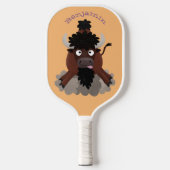Funny buffalo bison cartoon illustratie pickleball paddle (Voorkant)
