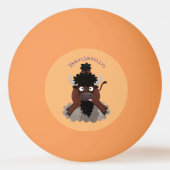 Funny buffalo bison cartoon illustratie pingpongbal (Achterkant)