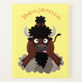 Funny buffalo bison cartoon illustratie planner (Achterkant)