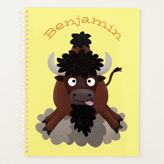 Funny buffalo bison cartoon illustratie planner (Voorkant)