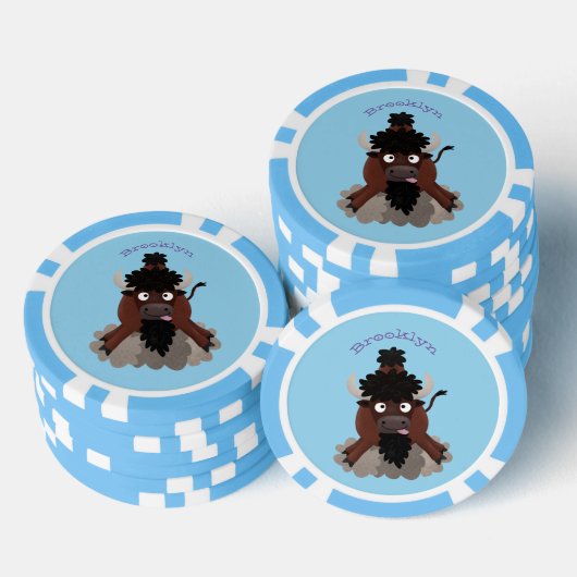 Funny buffalo bison cartoon illustratie poker chips (Opstapeling)