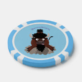 Funny buffalo bison cartoon illustratie poker chips (Enkel)