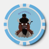 Funny buffalo bison cartoon illustratie poker chips (Voorkant)