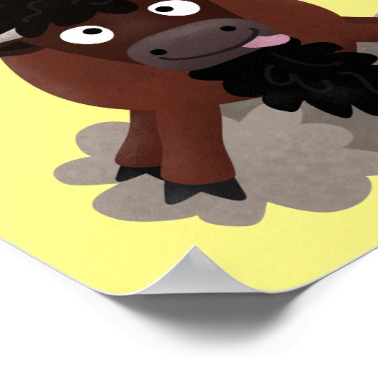 Funny buffalo bison cartoon illustratie poster (Hoek)