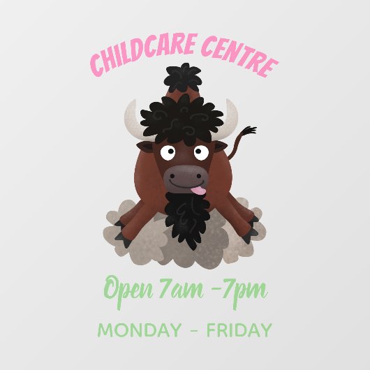 Funny buffalo bison cartoon illustratie raamsticker (Vel)