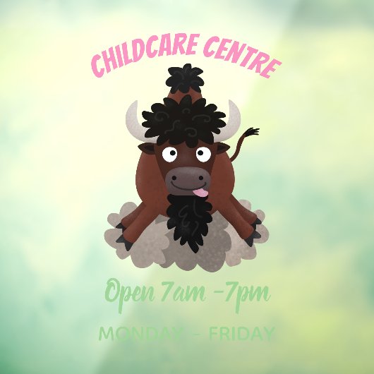 Funny buffalo bison cartoon illustratie raamsticker (Vel 3)