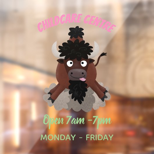 Funny buffalo bison cartoon illustratie raamsticker (Vel 2)