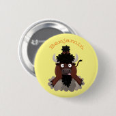 Funny buffalo bison cartoon illustratie ronde button 5,7 cm (Voorkant /achterkant)