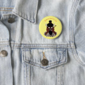 Funny buffalo bison cartoon illustratie ronde button 5,7 cm (In situ)