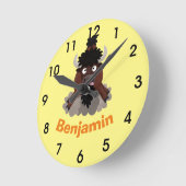 Funny buffalo bison cartoon illustratie ronde clo klok (Hoek)