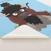Funny buffalo bison cartoon illustratie sherpa deken (3/4)