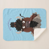 Funny buffalo bison cartoon illustratie sherpa deken (Voorkant (horizontaal))