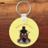 Funny buffalo bison cartoon illustratie sleutelhanger (Voorkant)