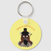 Funny buffalo bison cartoon illustratie sleutelhanger (Achterkant)