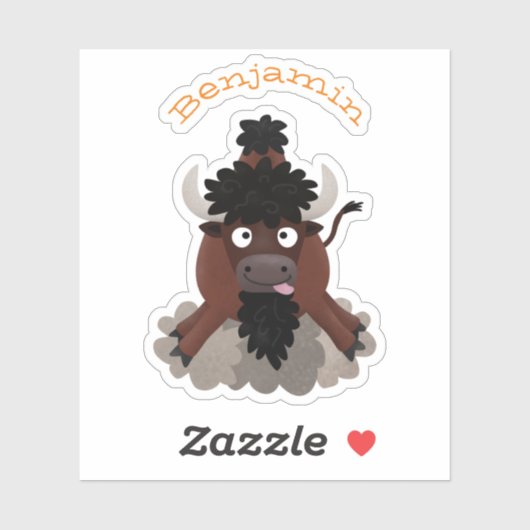 Funny buffalo bison cartoon illustratie sticker (Vel)