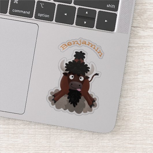 Funny buffalo bison cartoon illustratie sticker (Detail)