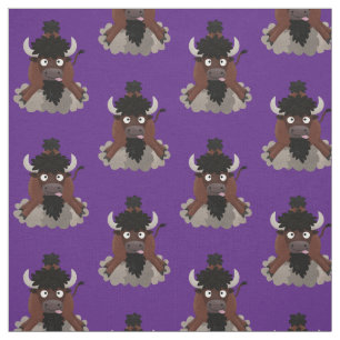 Funny buffalo bison cartoon illustratie stof