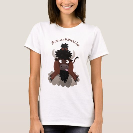 Funny buffalo bison cartoon illustratie t-shirt (Voorkant)