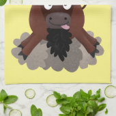 Funny buffalo bison cartoon illustratie theedoek (Gevouwen)