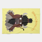 Funny buffalo bison cartoon illustratie theedoek (Horizontaal)