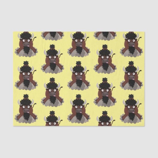 Funny buffalo bison cartoon illustratie tissuepapier (Voorkant)