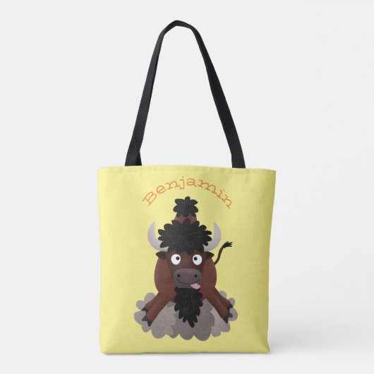 Funny buffalo bison cartoon illustratie tote bag (Achterkant)