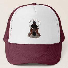 Funny buffalo bison cartoon illustratie trucker pet