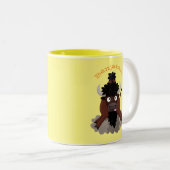 Funny buffalo bison cartoon illustratie tweekleurige koffiemok (Voorkant rechts)