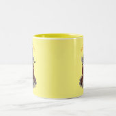 Funny buffalo bison cartoon illustratie tweekleurige koffiemok (Center)