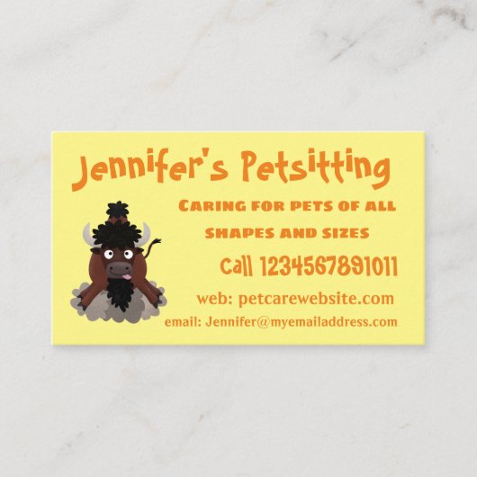 Funny buffalo bison cartoon illustratie visitekaartje (Voorkant)