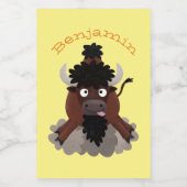 Funny buffalo bison cartoon illustratie voedselcontainer etiket (Enkel label)