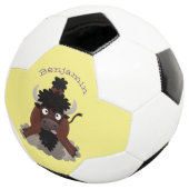 Funny buffalo bison cartoon illustratie voetbal (Drie kwart)
