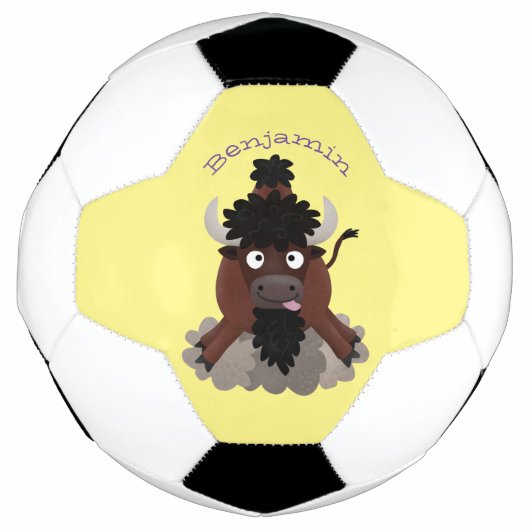 Funny buffalo bison cartoon illustratie voetbal (Voorkant)