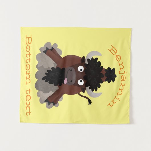 Funny buffalo bison cartoon illustratie wandkleed (Voorkant (horizontaal))